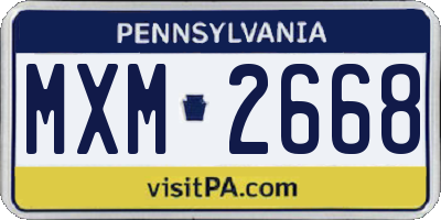 PA license plate MXM2668
