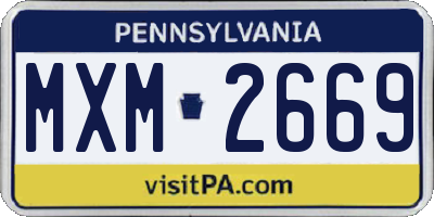 PA license plate MXM2669