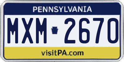 PA license plate MXM2670