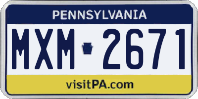 PA license plate MXM2671