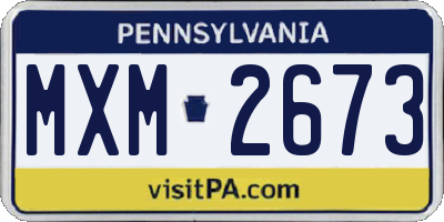 PA license plate MXM2673