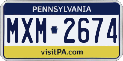 PA license plate MXM2674