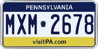PA license plate MXM2678