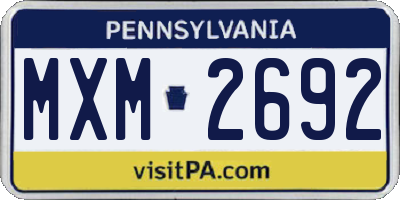 PA license plate MXM2692