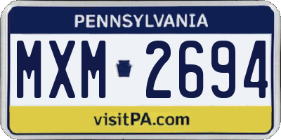 PA license plate MXM2694
