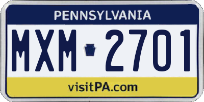 PA license plate MXM2701