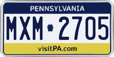 PA license plate MXM2705