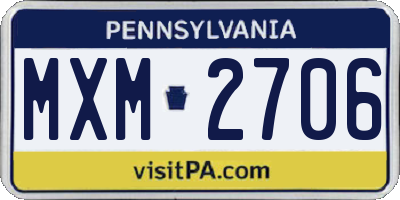PA license plate MXM2706