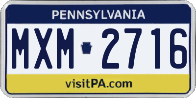 PA license plate MXM2716