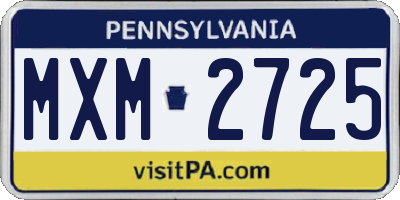 PA license plate MXM2725