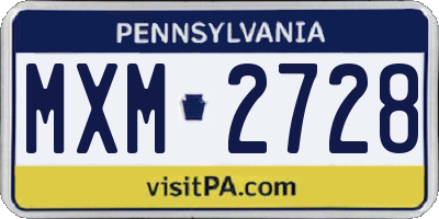 PA license plate MXM2728