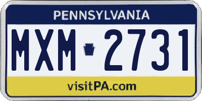 PA license plate MXM2731
