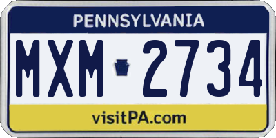 PA license plate MXM2734