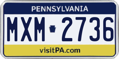 PA license plate MXM2736