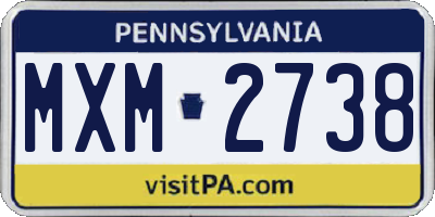 PA license plate MXM2738