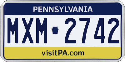 PA license plate MXM2742