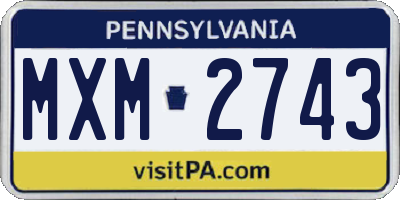 PA license plate MXM2743