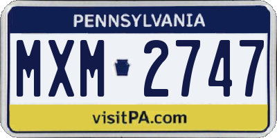 PA license plate MXM2747