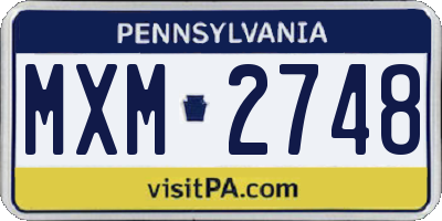 PA license plate MXM2748