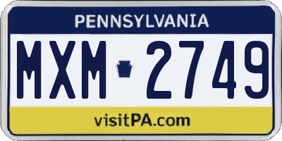 PA license plate MXM2749