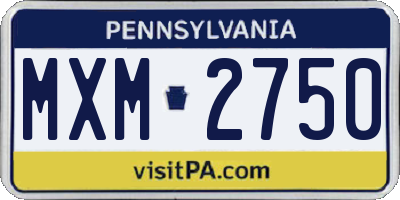 PA license plate MXM2750