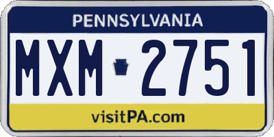 PA license plate MXM2751