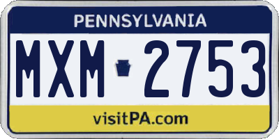 PA license plate MXM2753