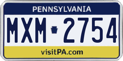 PA license plate MXM2754