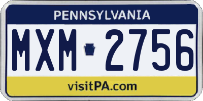 PA license plate MXM2756