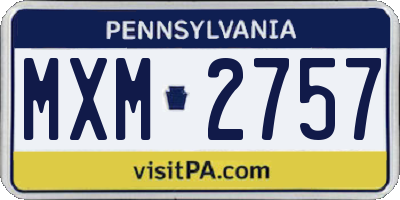 PA license plate MXM2757