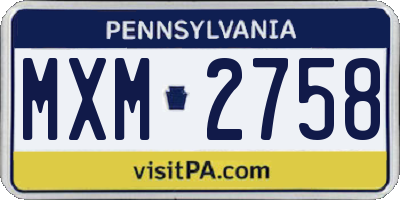 PA license plate MXM2758