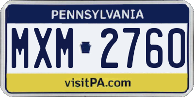 PA license plate MXM2760