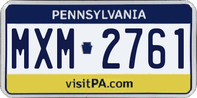 PA license plate MXM2761