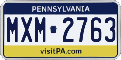 PA license plate MXM2763