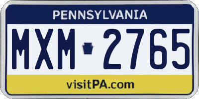 PA license plate MXM2765