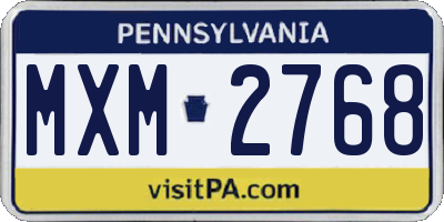 PA license plate MXM2768