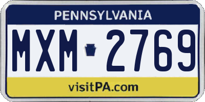 PA license plate MXM2769