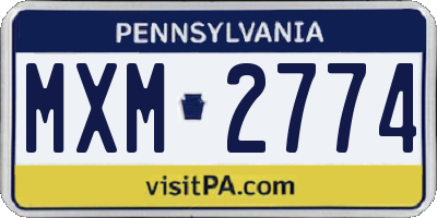 PA license plate MXM2774