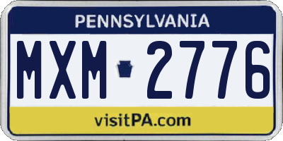 PA license plate MXM2776