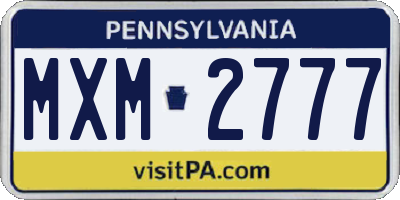 PA license plate MXM2777