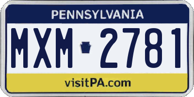 PA license plate MXM2781