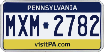 PA license plate MXM2782
