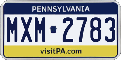 PA license plate MXM2783