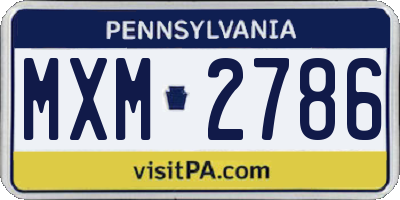 PA license plate MXM2786