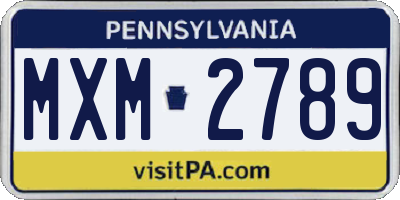 PA license plate MXM2789