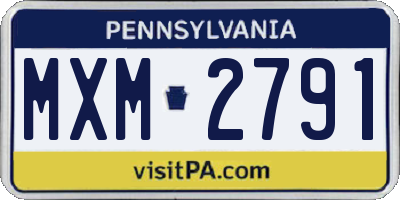 PA license plate MXM2791