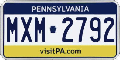 PA license plate MXM2792