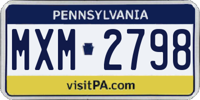PA license plate MXM2798
