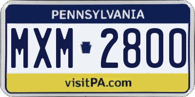 PA license plate MXM2800