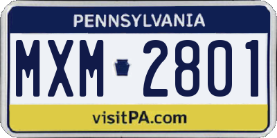 PA license plate MXM2801